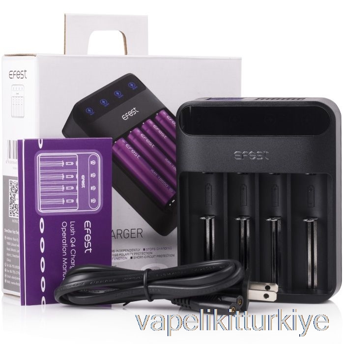 Vape Likit Efest Lush Q4 4 Bölmeli Akıllı Led Pil şarj Cihazı