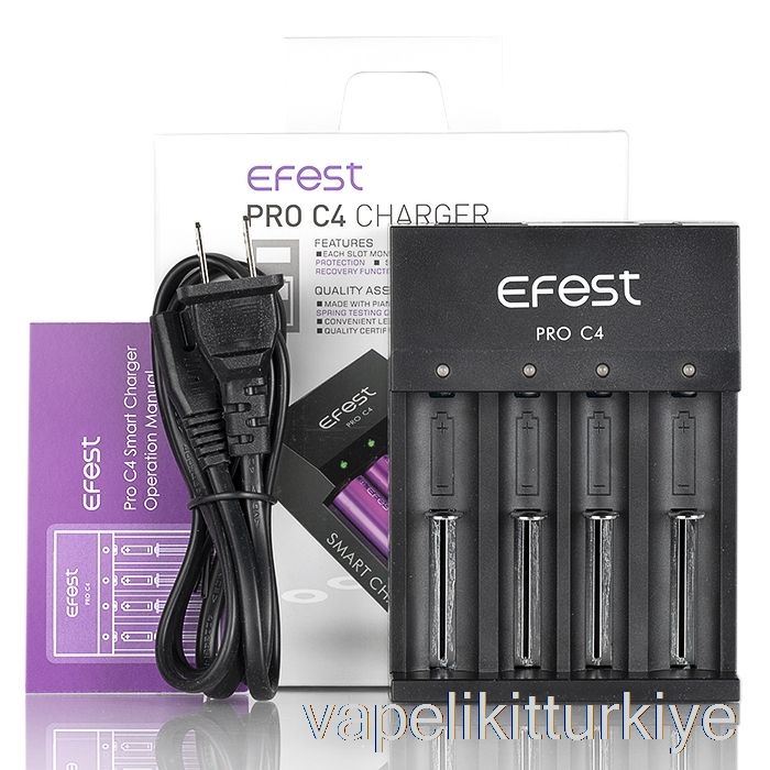 Vape Elektronik Sigara Efest Pro C4 4 Yuvalı Akıllı Pil şarj Cihazı