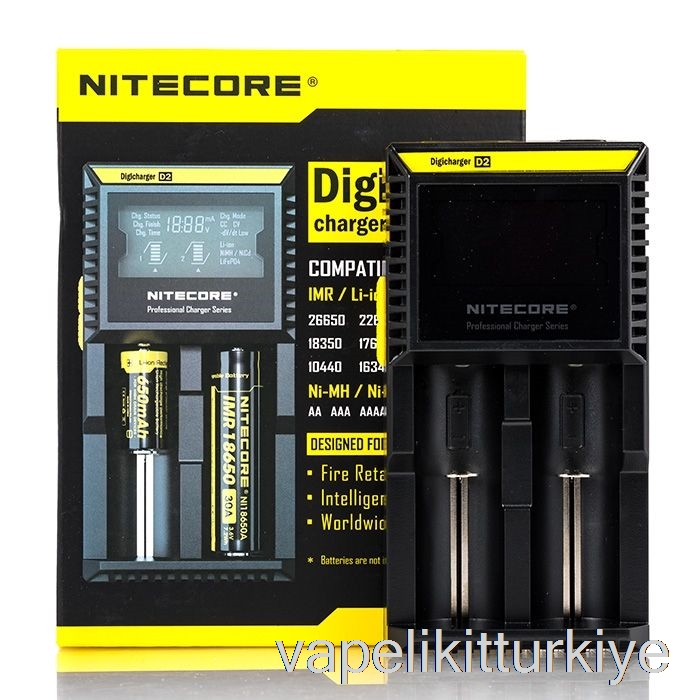 Vape Likit Nitecore D2 Pil şarj Cihazı (2 Bölmeli)