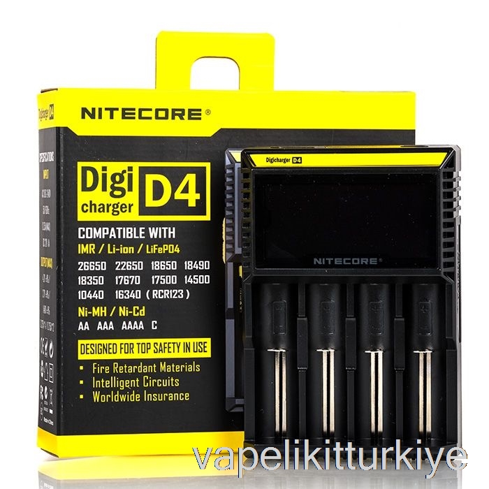 Vape Likit Nitecore D4 Pil şarj Cihazı (4 Bölmeli)