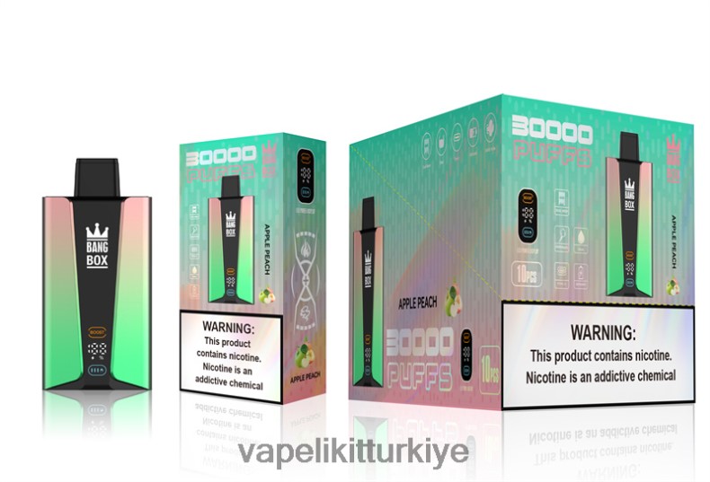 Vape Likit - Bang Box 30000 nefeslik akıllı ekran elma şeftali HRDH883