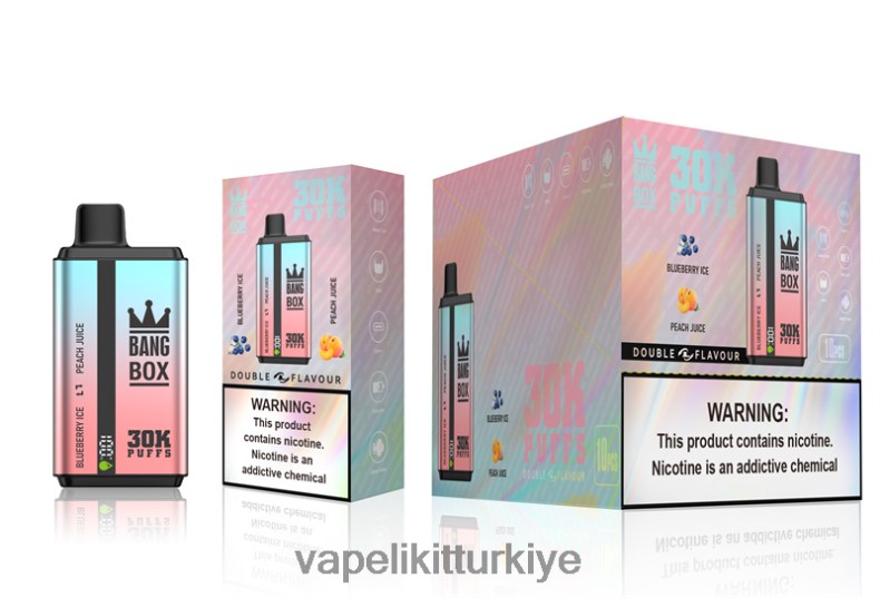 Vape Likit - Bang Box 30000 puf çift tat yaban mersinli buz ve şeftali suyu HRDH863