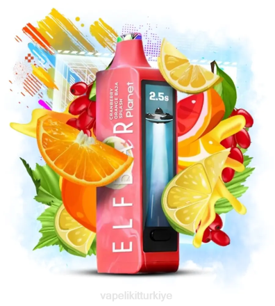 Vape Mate - Elf Bar Planet 25000 kızılcık portakal baja sıçrama T04430