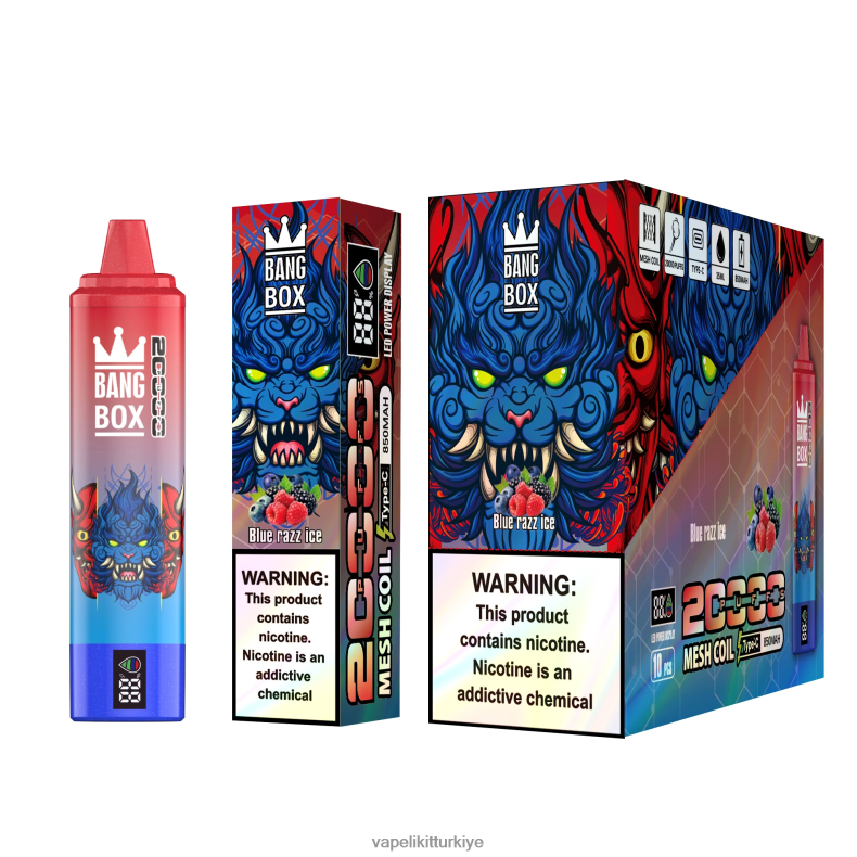 Vape Pen - Bang Box 20000 nefeslik akıllı ekran mavi razz buz HRDH859