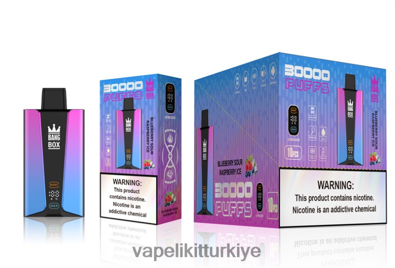 Vape Türkiye - Bang Box 30000 nefeslik akıllı ekran yaban mersini ekşi ahududu buz HRDH881