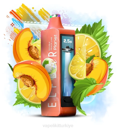 Vape Türkiye - Elf Bar Planet 25000 çift ​​şeftali limonu T04431