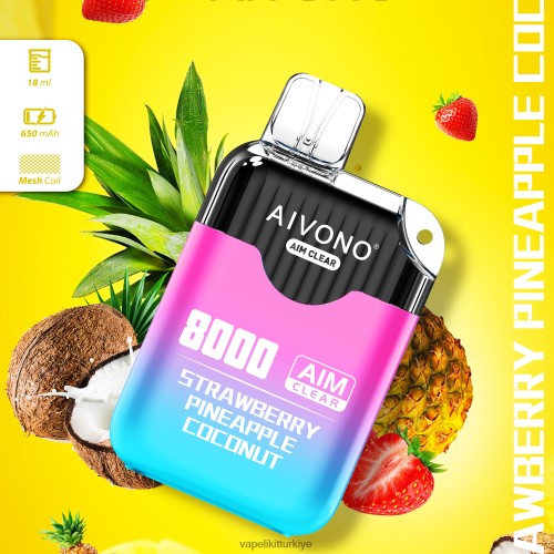 Vape Elektronik Sigara - Aivono AIM CLEAR 8000 P040XH207 çilek ananas hindistan cevizi