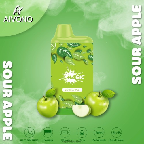 Vape Elektronik Sigara - Aivono AIM MAGIC 5800 ağız kutusu sigarası P040XH87 ekşi elma