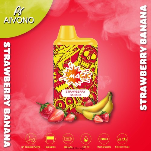Vape Likit - Aivono AIM MAGIC 5800 ağız kutusu sigarası P040XH93 çilek muz