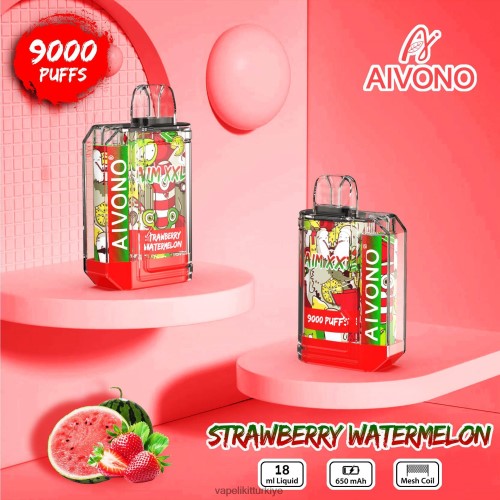 Vape Likit - Aivono AIM XXL 9000 ağız etiketi şeffaf P040XH53 çilek karpuz
