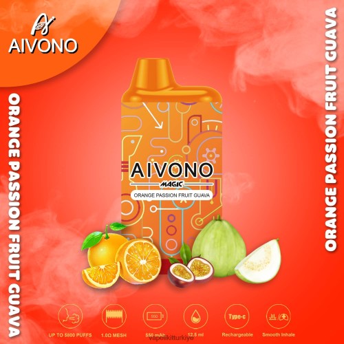 Vape Mate - Aivono AIM MAGIC 5800 ağız kutusu sigarası P040XH90 turuncu çarkıfelek meyvesi guava