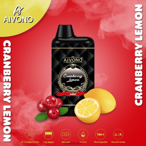Vape Pen - Aivono AIM MAGIC 5800 ağız kutusu sigarası P040XH89 kızılcık limonu