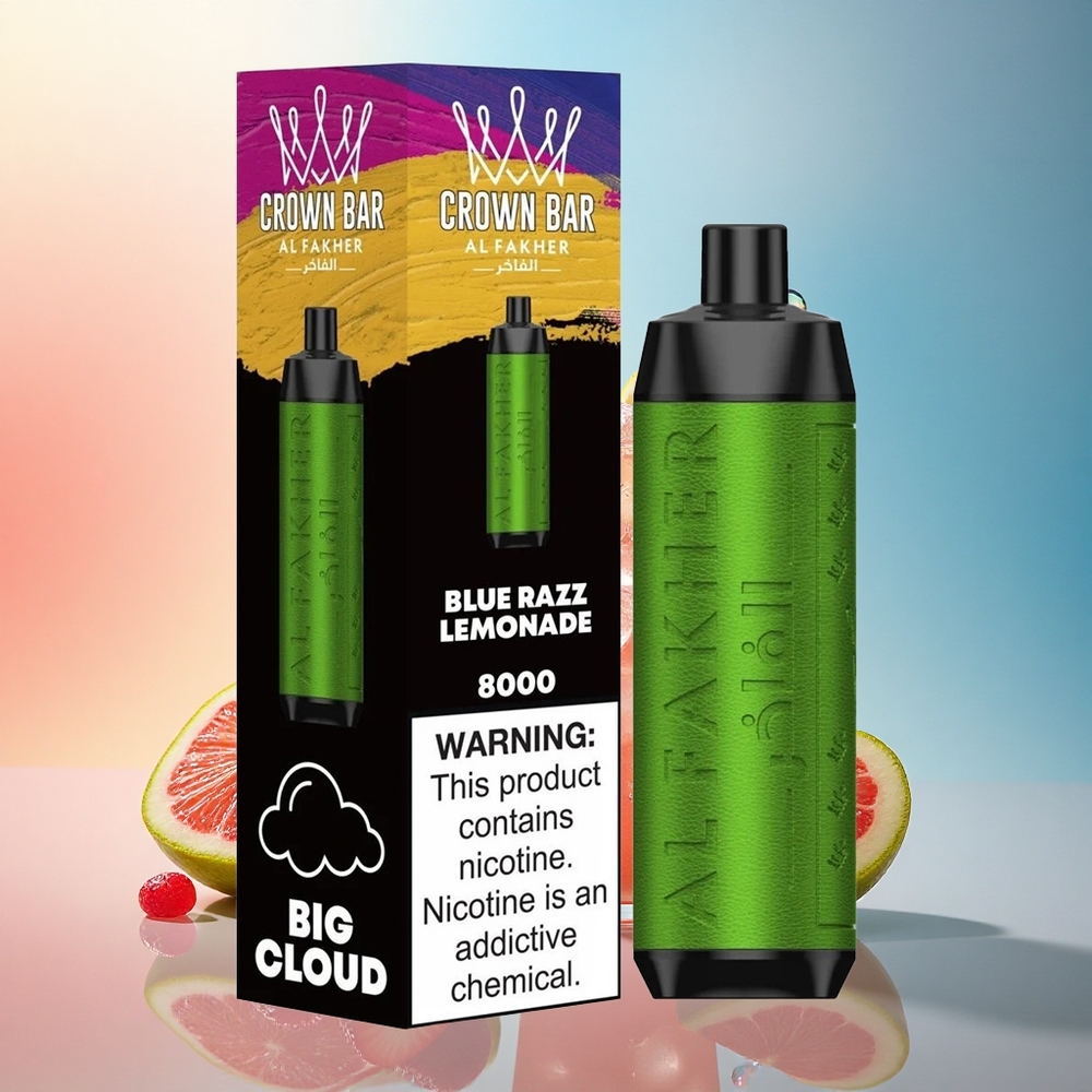 Al Fakher Crown Bar 8000 Crystal Mavi Ahududu Limonata 600mAh 5mg Nikotin